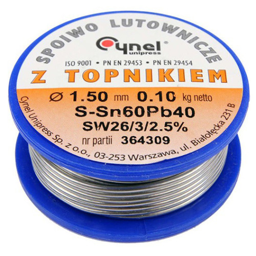 Припій Sn60-Pb40 дротяний на котушці, діаметр 1,5мм,100г. VOREL 76814