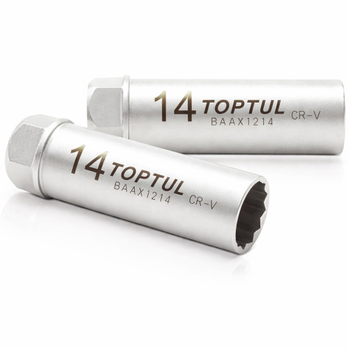 Головка свічкова 14мм,12-гранна,квадрат 3/8" з пружинним фіксатором. TOPTUL BAAX1214