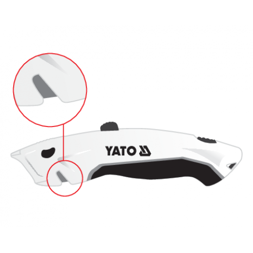 Нож YATO: выдвижное трапециевидное лезвие, h=33 мм, L=61 мм.