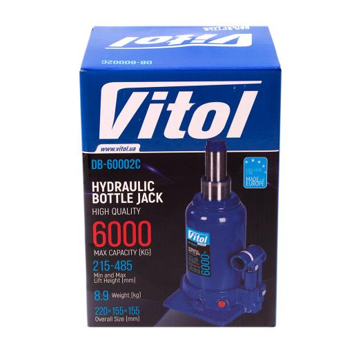 Домкрат бутылочный низкопрофильный двухштоковый 6т 215-495 мм VITOL (DB-60002C/TF0602)