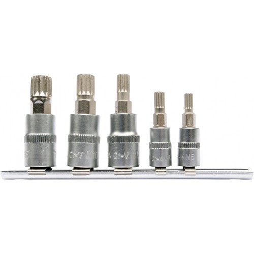Набор головок M5-M12 с квадратом 1/4" + 3/8" со вставкой SPLINE 5 предметов YATO YT-04360