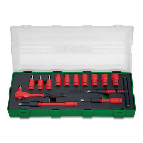 Набор инструмента электроизолированного VDE 1/4",14ед, (6-гран). TOPTUL GZA1447