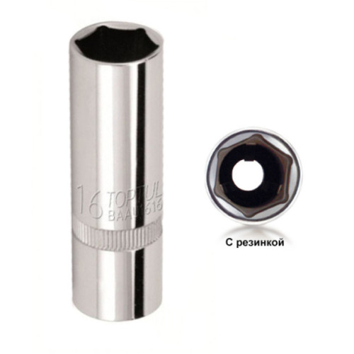 Головка свечная 16мм,квадрат 1/2" (тонкая). TOPTUL BAAU1616