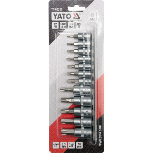 Набор головок 1/4"+ 3/8"со вставкой "TORX" 12 пр. YATO YT-04331