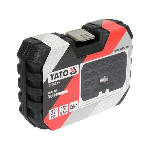 Набор головок под 1/2" для демонтажа секретных болтов VAG 22 шт YATO YT-060305
