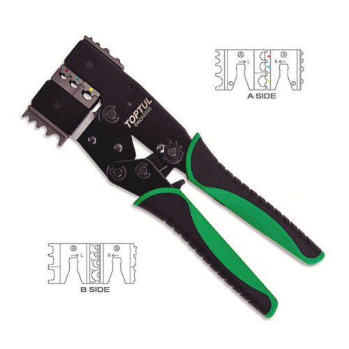 Кліщі для обтискання клем та зняття ізоляції тріскачкові 2 в 1.TOPTUL DKCA2222
