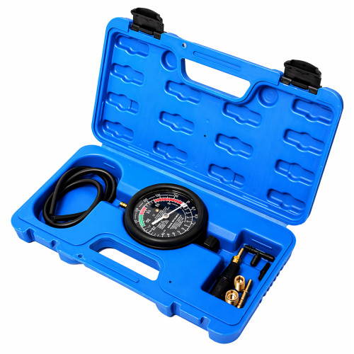 Тестер давления топлива и вакуума с резьбовыми адаптерами,9 предметов,в кейсе. RKFC RF-904G4