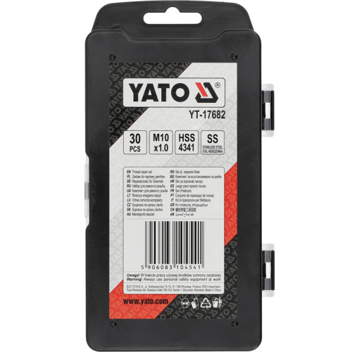 Набор для ремонта резьбы (М10×1.00),30 предметов. YATO YT-17682