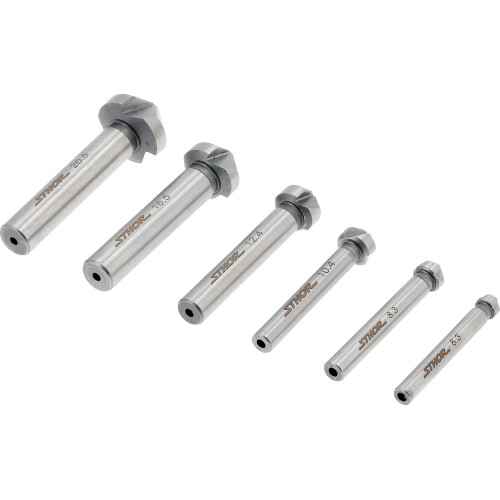 Набір зенкерів конічних по металу з 2 різьцями STHOR: Ø= 6,3- 20,5 мм, l= 37- 47 мм, HSS 4241, 6 шт