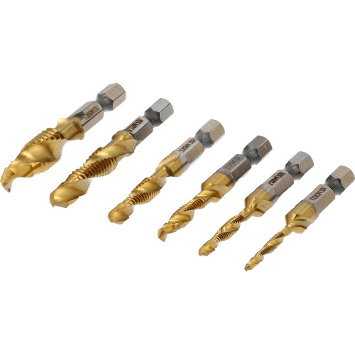 Набор сверл-метчиков по металлу STHOR 24200, HSS 4241, TiN, 1/4", М3–М10, 6 шт