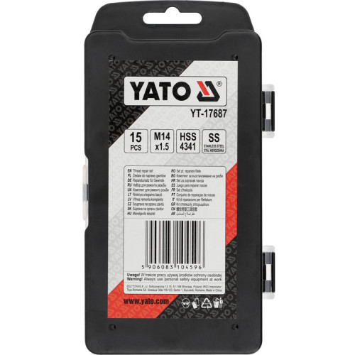 Набір для ремонту різьби (М14×1.5),15 предметів. YATO YT-17687