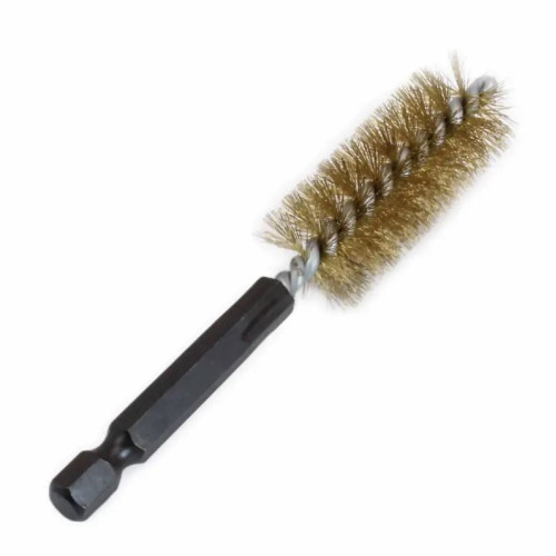 Щетка-ершик 25мм, стальная с латунным покрытием (под дрель). SATRA S-SWB25