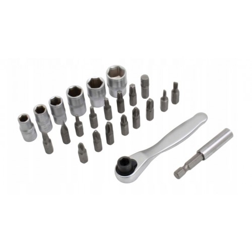 Набор бит и головок 24 ед. с трещеткой 1/4", S-R24BS SATRA