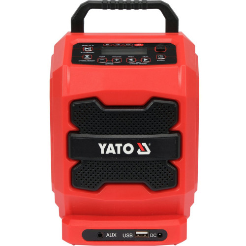 Радио от электросети и аккумулятора YATO: Li-Ion18В, динамик 3Вт,частоты FM,AM; Bluetooth. YT-82940