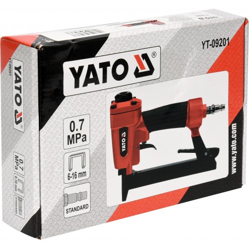 Степлер пневматичний YATO : P = 7 Bar, для скоб h = 6-16 мм, w = 12,7 мм YT-09201