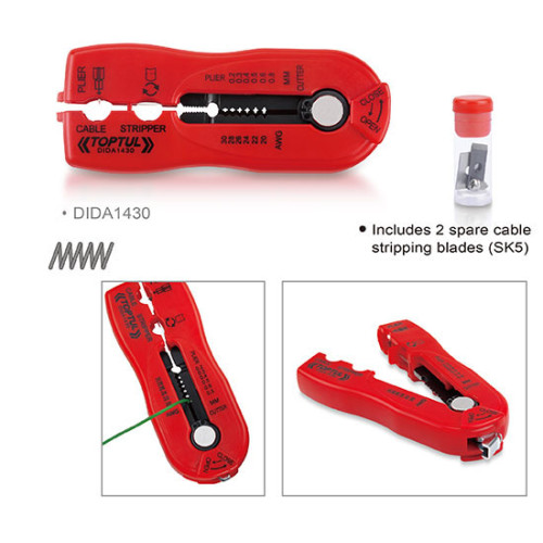 Съёмник изоляции мультифункциональный (стриппер) 0,2–0,8мм²,117мм.TOPTUL DIDA1430