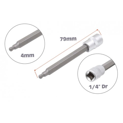 Головка 1/4” с HEX насадкой 4 мм, для датчика оборотов VAG A-BHX4S ASTA
