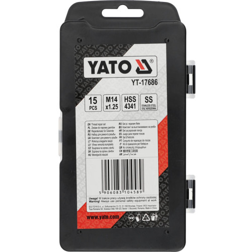 Набор для ремонта резьбы (М14×1.25),15 предметов. YATO YT-17686