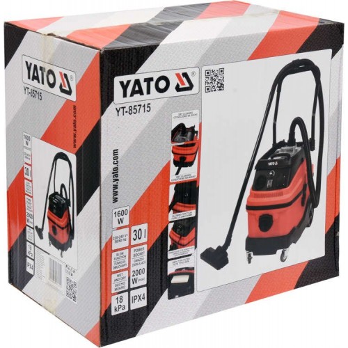 Профессиональный промышленный пылесос YATO 1600 Вт- 30 л, с шейкер фильтром YT-85715