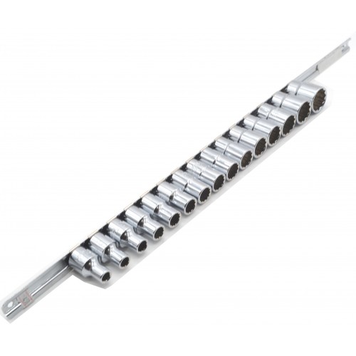 Набор головок 12-гр. 1/2" 15ед. 8~19,21,22,24мм (на планке) TOPTUL GAAQ1602U-12