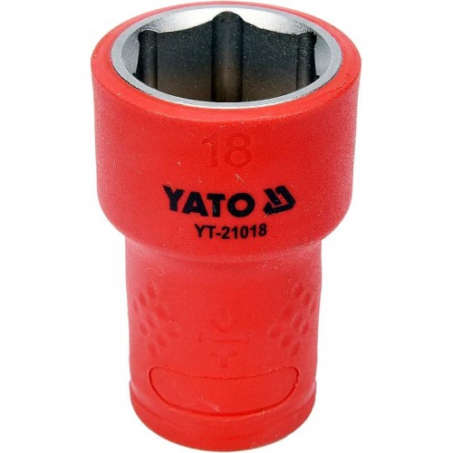 Головка торцевая 3/8" диэлектрическая VDE,6-гранная,18мм, длина 45мм. YATO YT-21018