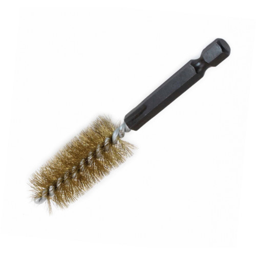 Щетка-ершик 18мм, стальная с латунным покрытием (под дрель). SATRA S-SWB18