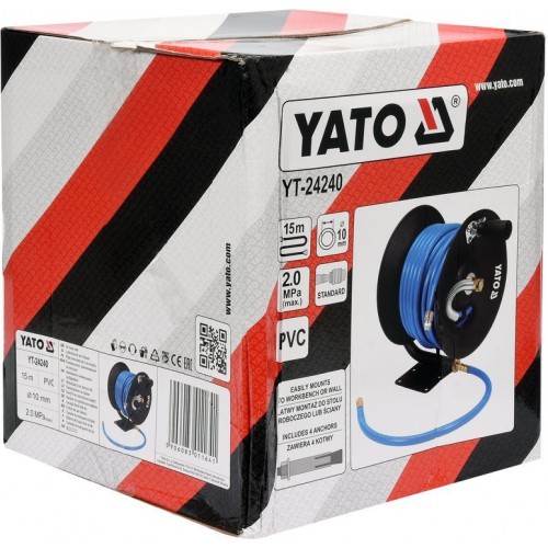 Пневмошланг на катушке YATO; Ø= 10мм, 20 Bar, l= 15м