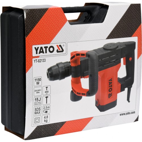 Отбойный молоток SDS MAX електросетевой 230 В YATO : P= 1150 Вт, J = 15 Дж. 5100 удар/мин YT-82133