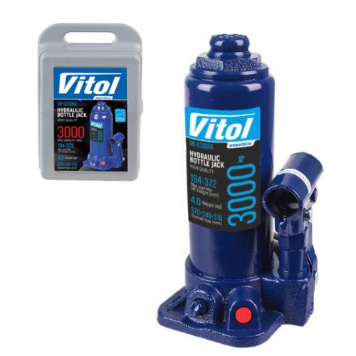 Домкрат бутылочный в кейсе 3т 194-372 мм (T90304S) VITOL ДБ-03006К