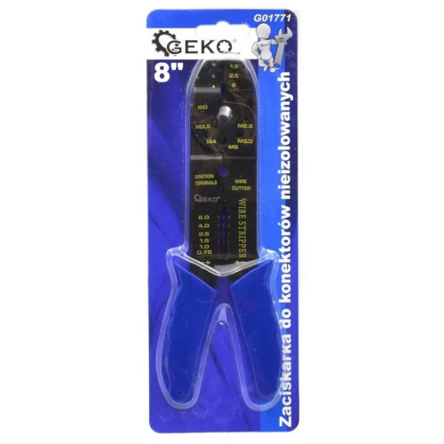 Щипці для обтиску та зачистки проводів 0,5–5,0мм²,(8"). GEKO G01771