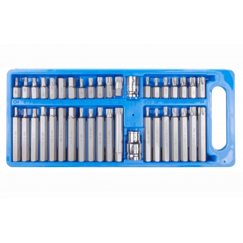 Набор бит с адаптерами 1/2 и 3/8 TORX, HEX, SPLINE 40ед. VIKTEC VT13093