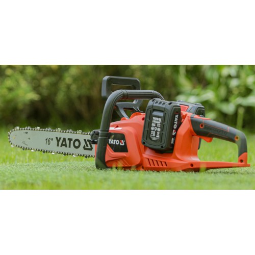 Пила цепная аккумуляторная YATO: 36 В (2 x Li-Ion 18В 4 АГ), шина-16”/40 см.YT-828131
