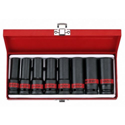 Набор ударных головок 1/2" (1/2"-15/16"), длинных,6-гранных,дюймовых,8 предметов. KING TONY 4410SP