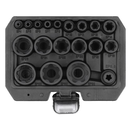 Набір головок торцевих TORX Plus YATO Е4-Е32, квадрати: 1/4", 3/8", 1/2", 19 шт.