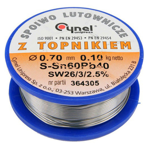 Припой Sn60-Pb40 проволочный на катушке, диаметр 0,7мм,100г. VOREL 76806