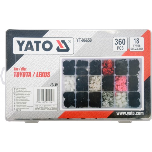 Набор автомобильного крепежа для TOYOTA/LEXUS 360шт YATO YT-06650