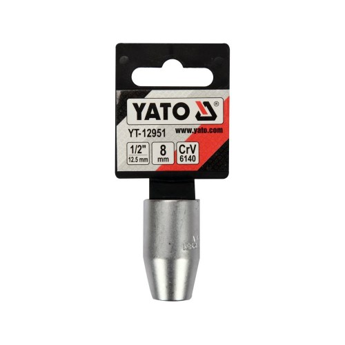 Держатель для насадок отверточных YATO : квадрат 1/2"(F) - HEX= M8 мм(M), CrVCrV YT-12951