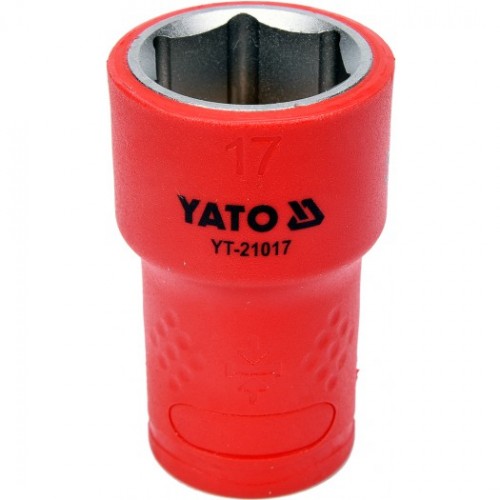 Головка торцевая диэлектрическая 6-гранная YATO : квадрат 3/8", М= 17 мм, L= 45/28 мм,VDE корпус до 1000V