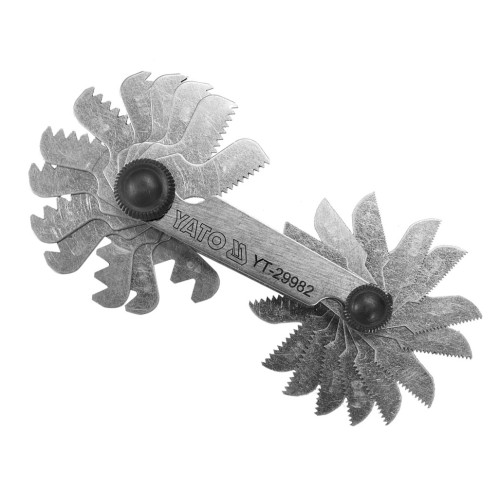 Резьбомер типа Whitworth 55°,(4–62 TPI),28 шаблонов. YATO YT-29982