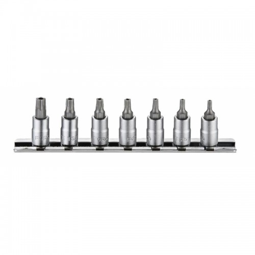 Набор головок-бит TORX 5-лучевых 1/4" на планке (TS10-TS40) 7 пр. FORCE