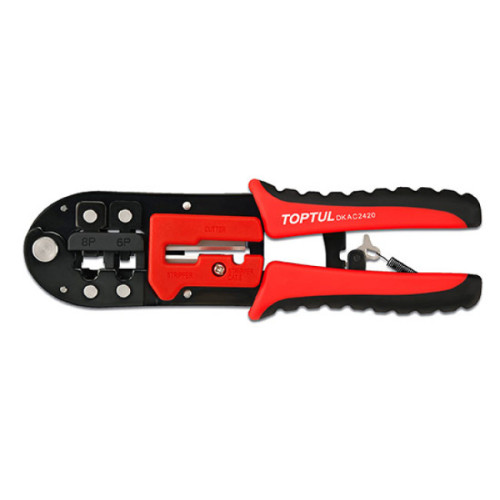 Кліщі для обтиску і зачистки проводів RJ11/RJ12/RJ45 тріскачкові, 203мм. TOPTUL DKAC2420