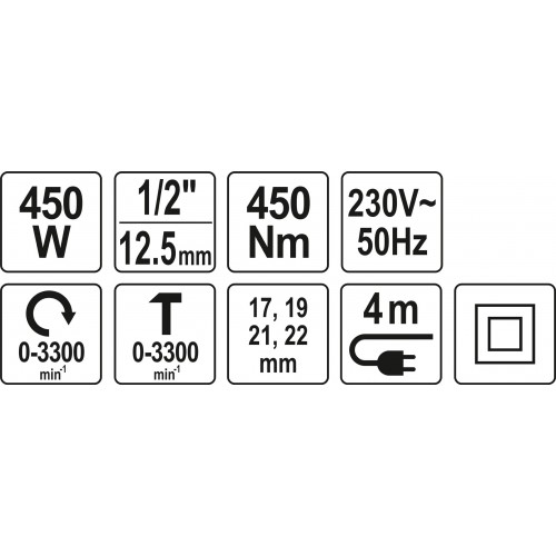 Ударный гайковерт сетевой 1/2" , 450 Нм YATO YT-82020