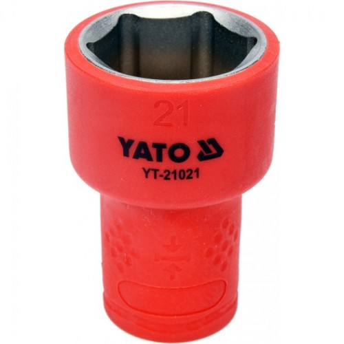Головка торцевая диэлектрическая 6-гранная YATO : квадрат 3/8", М= 21 мм, L= 45/28 мм,VDE корпус до 1000V