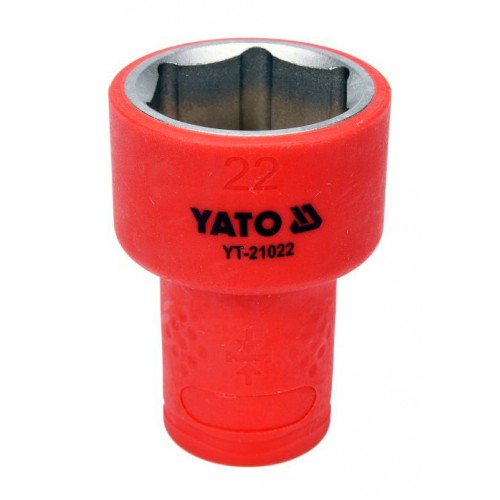 Головка торцевая 3/8" диэлектрическая VDE,6-гранная,22мм, длина 45мм. YATO YT-21022