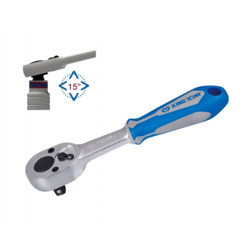 Трещотка 1/4" 24 зуба 130мм качающийся на 15° KING TONY 2774-55G