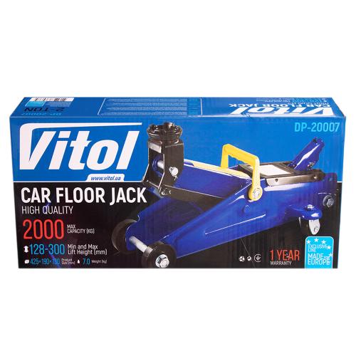 Домкрат подкатной гидравлический 2т 128-300 мм VITOL (DP-20007/TA82008)