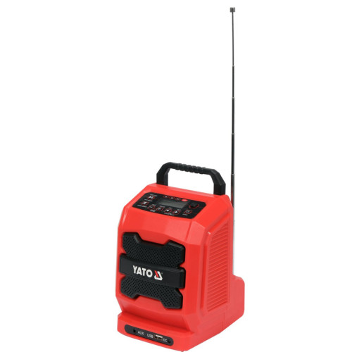 Радио от электросети и аккумулятора YATO: Li-Ion18В, динамик 3Вт,частоты FM,AM; Bluetooth. YT-82940