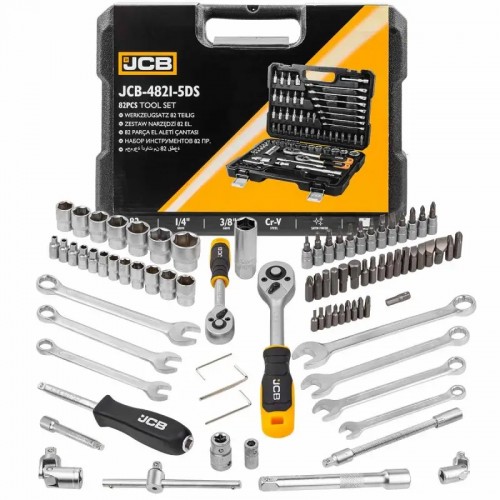 Набор инструментов комбинированный 82 ед. 1/4", 3/8" (6-гр.) (4-22мм) JCB Tools JCB-4821-5DS