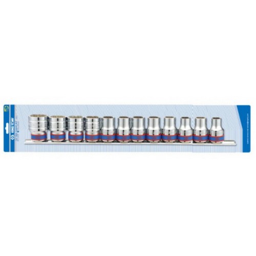 Набор торцевых головок 1/2" 10–24мм,6-гранных,12 предметов. KING TONY 4312MR8