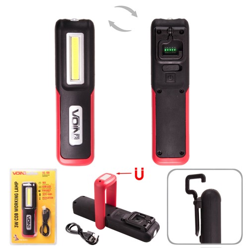 Аккумуляторный фонарь "VOIN" 2 режима 3W-COB+3W XPE/АКБ1200mAh (VL-99)